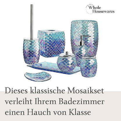 WHOLE HOUSEWARES | Modern Toilet Brush Set | Toilet Bowl Brush and Holder | Bathroom Accessory Set | Toilet Brushes for Bathroom | Freestanding Mosaic Toilet Bowl Cleaner (Mermaid) - color: Mermaid