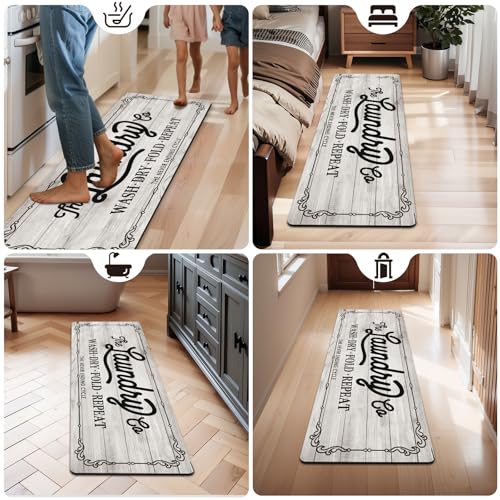 Pauwer Laundry Room Rug Runner 20"x60", Non Slip Waterproof Mat, Beige - color: Beige, size: 20"x60"
