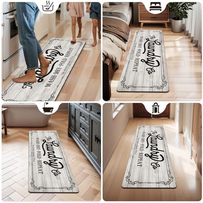 Pauwer Laundry Room Rug Runner 20"x60", Non Slip Waterproof Mat, Beige - color: Beige, size: 20"x60"