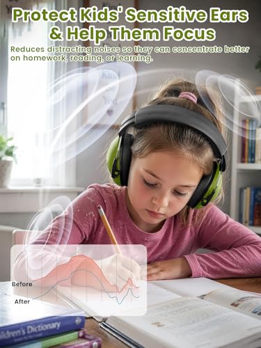Dr.meter Noise Cancelling Headphones for Autism, Noise Reduction Ear Muffs - color: Army Green