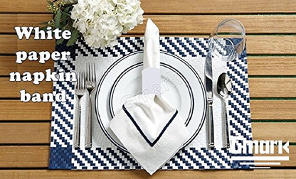 Gmark Self-Adhesive White Paper Napkin Bands (2500 Count) - 4.25 x 1.5 Inch Professional Napkin Rings - Self-Sealing Disposable Silverware Wrappers for Restaurants & Catering GM1055 - color: White