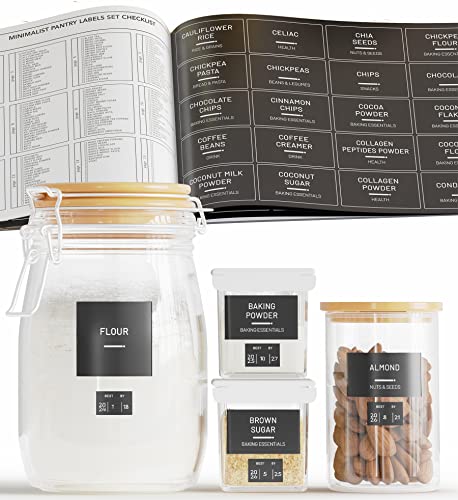Neatsure 284 Pantry Labels with 112 Expiration Date Labels for Food Containers, Preprinted Stickers Booklet for Storage Bins, Minimalist Kitchen Labels for Organizing - style: Pantry Labels