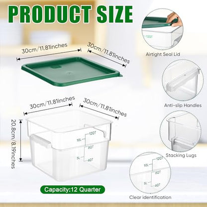 FoldTier 2 Pcs Square Food Storage Containers, Green, 12 Qt - color: Green, size: 12 Qt
