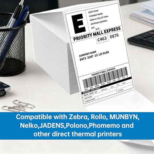 HUOJI 100 4x6 Thermal Labels 100/Stack, Commercial Grade - size: 1 Stacks | 100 Labels