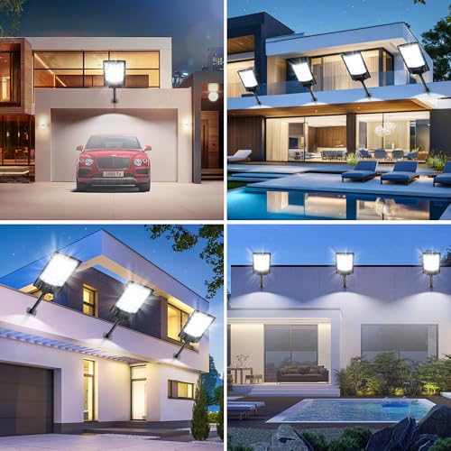 Solar Street Lights Outdoor Waterproof 4 Pack, Street Light Dusk to Dawn