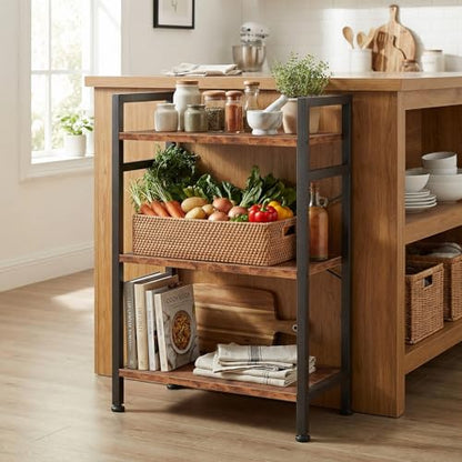 3 Tier Bookshelf, Free Standing Bookcase with Open Storage Shelves - color: Rustic Brown, size: 3 Tier