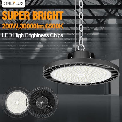 ONLYLUX 4Pack LED High Bay Light 200W (800W MH/HPS Eqv.) 30000LM 6000K - size: 4 Pack