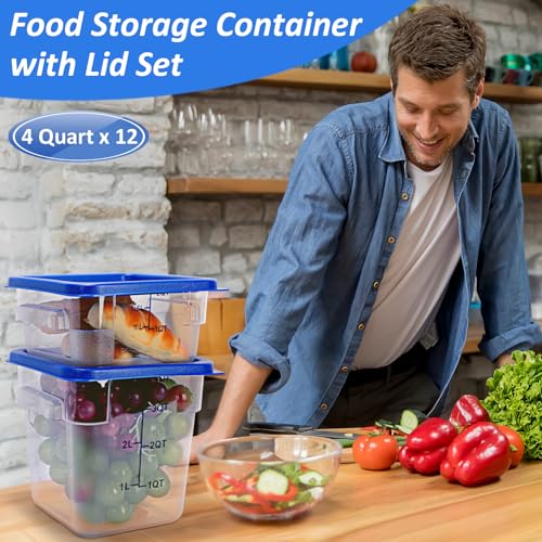 Yungyan 8 Pcs Restaurant Food Storage Containers with Lids Set, Blue Lids - color: Blue Lids