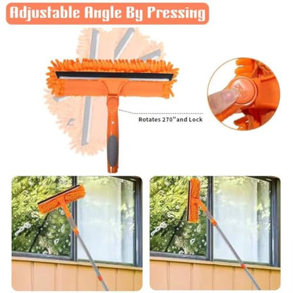 2-in-1 Window Cleaner Tool, 68'' Squeegee for Window Cleaning - color: Orange
