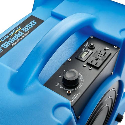 BlueDri Air Shield 550 HEPA Air Scrubber, Water Damage Restoration Equipment Air Purifier, Covers 1400 Sq. Ft, Daisy Chain Capable, For Commercial Use, Blue, BD-AS-550 - color: Blue