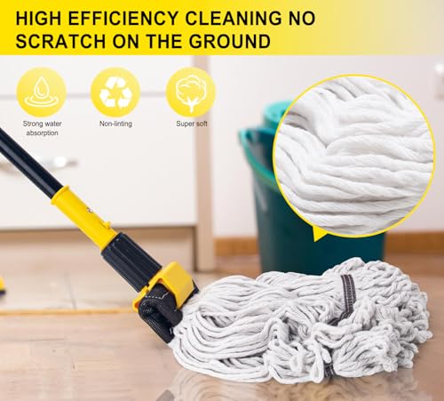 KeFanta 60" Heavy Duty Commercial Mops,Looped-End String Industrial Mop - size: 1 large industrial mop - Yellow
