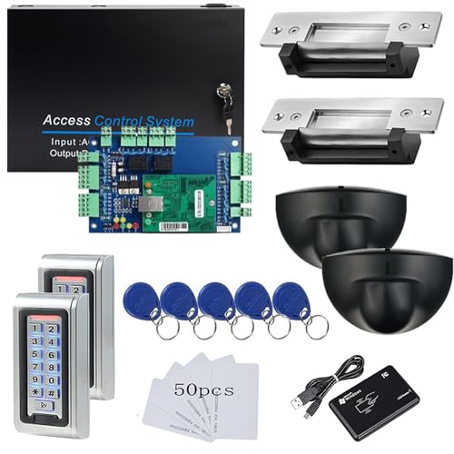 2 Doors PIR Exit Motion Sensor Access Control Metal Waterproof Keypad Reader Big Space Power Supply Box(can Put in Backup Battery) Strike Lock Digital Lock System - style: 2 Door Strike