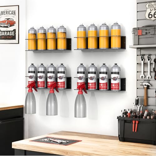 EVERHANGER Spray Can Holder, Wall Mount Spray Bottle Storage Rack - size: 16.5in x 4Pack