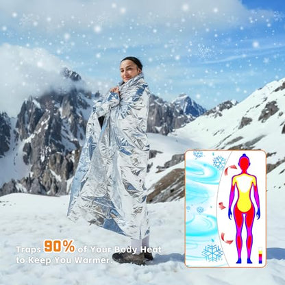 24 Pack Emergency Blankets - Mylar Thermal Space Blankets for Survival and Protection - Ideal for Camping, Outdoors, Hiking, Rescue, Marathons - size: 24 PACK