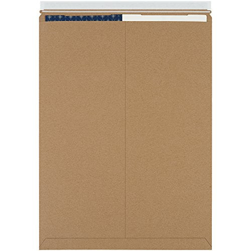 BOX USA Rigid Mailers 18" x 24" (50-Pack) - Kraft Mailer Envelopes for Oversized Posters, Artwork, Presentation Prints - Stay Flat