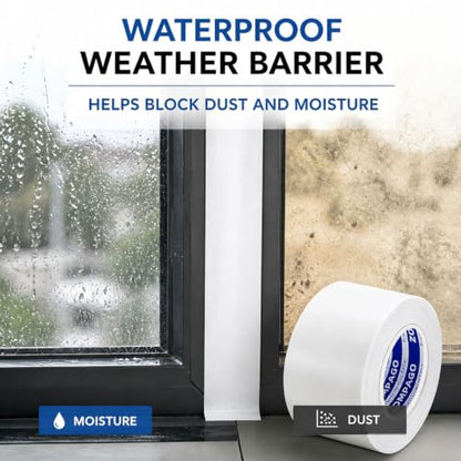 ZOMPAGO Duct Tape for Window Sealing,Draft Seal Weather Strip 1.8inx33FT - color: White Tape, size: 1.8inx33FT