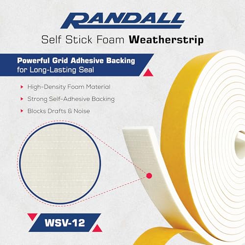 Foam Weather Stripping/Door Window Seal - Weather Stripping Foam Tape, 17 Ft Door Seal Strip, EVA Material, High Density 1/4" Thick, No Residue Adhesive (1/2" Wide) - size: 1/2" Wide
