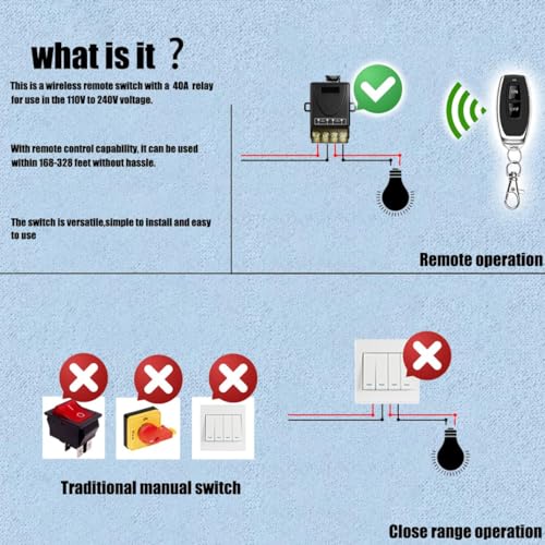Wireless Light Switch,AC110v/120v/240V 30A Ralay 433MHz,328ft Range - size: AC110V 30A relay switch