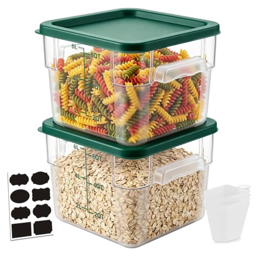 2 Pack 6QT Commercial Clear Food Storage Containers with Lid, NSF - color: Green, size: 6Qt-2 Pack