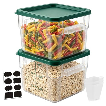 2 Pack 6QT Commercial Clear Food Storage Containers with Lid, NSF - color: Green, size: 6Qt-2 Pack
