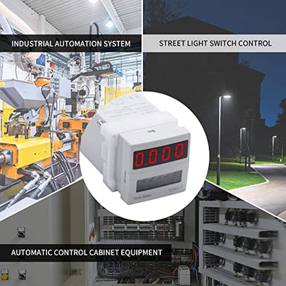 APIELE 110V AC Timer Relay Digital Display 0.1S-99H Delay Time Relay 8 Pin with Base Socket DIN Rail Mount YJ48S-S - size: 110V AC