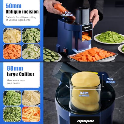 MOGAN 5-In-1 Electric Vegetable Cutter, Commercial Vegetable Dicer Slicer - color: Blue-B