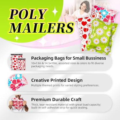100pcs Poly Mailers 10x13 for Ecommerce Shipping,Online Retail - color: Daisy, size: 10" x 13"100pcs