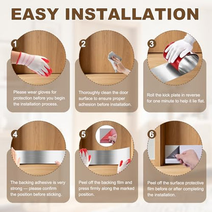 6 x 30 Inches Self Adhesive Door Kick Plate,2 Pack - Silver - color: Silver, size: 6 x 30 Inch