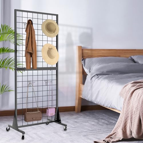 4-Pack Gridwall Panel Display Stand, 2'x5.5' Heavy Duty Floor Standing Rack with Detachable Girdwall, Movable Silent Wheel, Easy to Transport, Ideal for Retail & Craft Fairs - color: 4-Pack