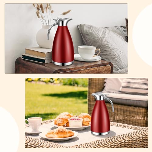 Uiifan 2 Pcs 68oz Thermal Coffee Carafe for Keeping Hot/Cold - color: Red