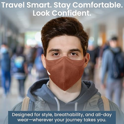 INHERENT Reusable Face Mask, Anti-Odor, Adjustable, Comfortable - style: Brown - Large