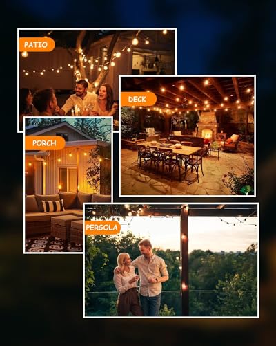 Svater 300 FT Outdoor String Lights for Outside Patio 156 Bulbs Waterproof - size: 300FT