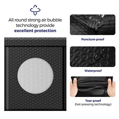 Fuxury Bubble Mailers 8.5x12" Padded Envelopes 25Pack Usable Size 8.5x11 - color: Black, size: 8.5x12" 25PC