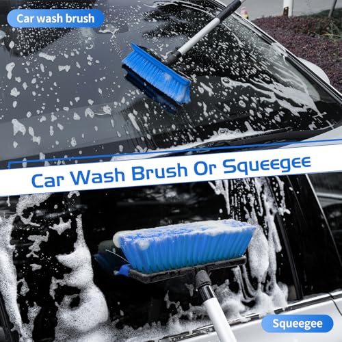 Ordenado 56" Car Wash Brush with Long Handle, Soft Bristle& Rubber Squeegee - color: Blue