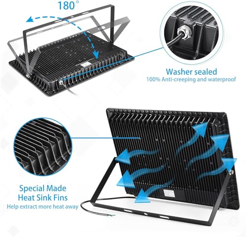 500W 2pack LED Flood Light Outdoor,(2750W Equivalent)Super Bright 58,500LM Daylight 5000K IP66 Waterproof Security LED Arena Lights,Commercial Lighting Floodlight for Backyard|Court|Stadium|Fields - color: 500w 2pack Led Flood Light