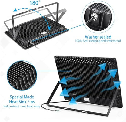 500W 2pack LED Flood Light Outdoor,(2750W Equivalent)Super Bright 58,500LM Daylight 5000K IP66 Waterproof Security LED Arena Lights,Commercial Lighting Floodlight for Backyard|Court|Stadium|Fields - color: 500w 2pack Led Flood Light