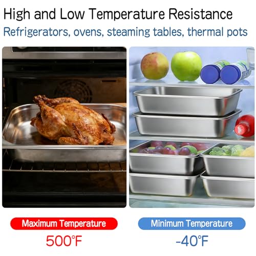 2 Pack Half Size Hotel Pans, 2.5 Inch Deep Stainless Steel Steam Table Serving Pans, Anti-Jam Design for Home, Parties, Restaurants, Hotels, Buffets