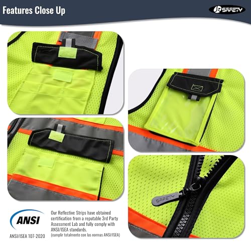 JKSafety Safety Vest for Men Women Hi Vis Reflective Vest JK220 Yellow M - color: Jk220-yellow, size: Medium
