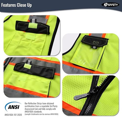 JKSafety Safety Vest for Men Women Hi Vis Reflective Vest JK220 Yellow M - color: Jk220-yellow, size: Medium