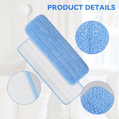 12" Microfiber Pad for Rubbermaid Commercial 12 Inch Mop Head - 8 Pack Replacement Wet & Dry Commercial Reusable Cleaning Mop Refills Fit for Any Microfiber Flat Mop System 12" - color: Blue-12inch-8pack