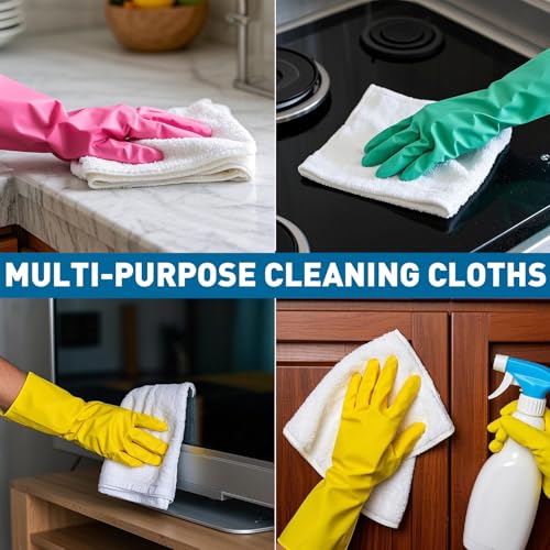TEAWOO White Microfiber Towels- 50 Pack, Microfiber Cleaning Cloths Bulk - color: White, size: 50 Pack