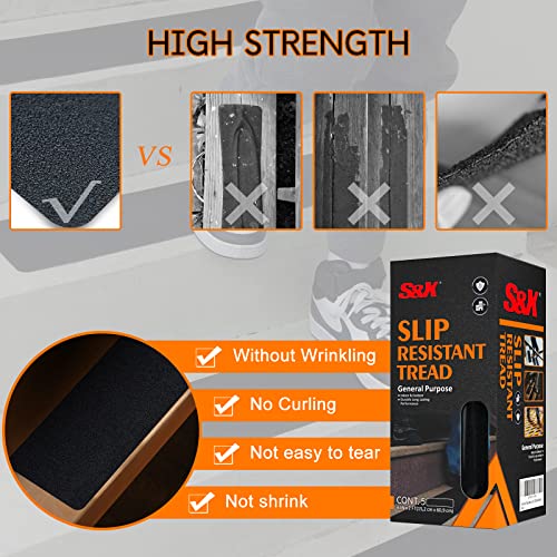 S&X Outdoor Stair Treads Non-Slip 6x24in, 5-Pack, Black - color: Black, size: 6" x 24"