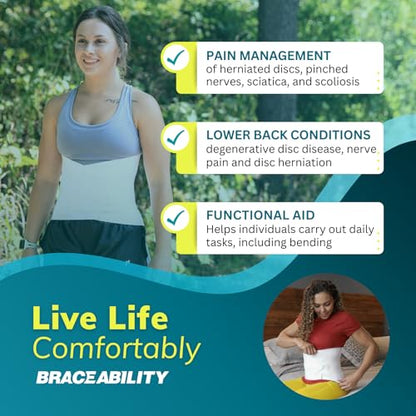 BraceAbility Plus Size 4XL Bariatric Back Brace - XXXXL Big and Tall Lumbar Support Girdle for Obesity Lower Back Pain in Extra Large, Heavy or Overweight Men and Women (Fits 61"-67") - size: 4XL