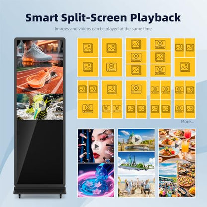 4K LCD Touchscreen Digital Signage Display, Indoor Floor Standing Advertising Kiosk, Commercial Digital Signage Player, HDMI WiFi Bluetooth Input Auto AD Player (55" NonTOUCH) - size: 55" NonTOUCH