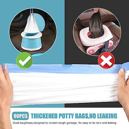 Portable Travel Potty Chair Liners Bags with Drawstring 90 PCS (18×20 INCH) - color: White