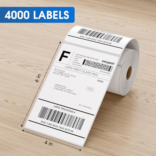 MaxGear 4" x 6" Direct Thermal Labels, 4000 Pcs/16 Rolls