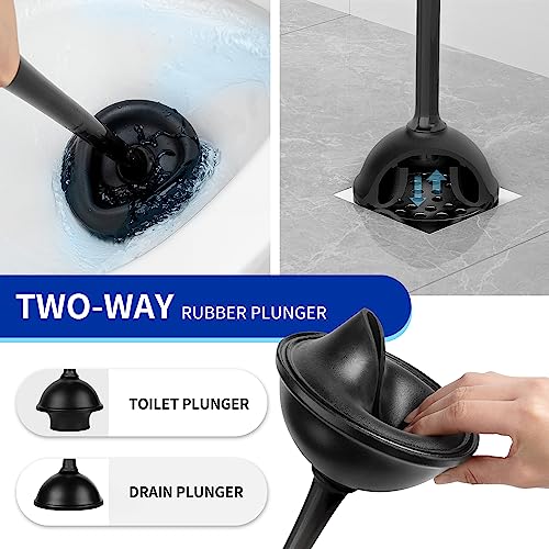 MR.SIGA Toilet Plunger and Brush with Holder for Toilet Cleaning, Black - color: Black