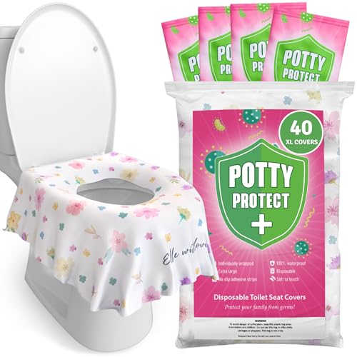 Eli with Love 40 Extra Large Disposable Toilet Seat Cover by Eli with Love – Toddler Toilet Covers for Full Coverage On Toilet or Potty – Ideal Travel Toilet Seat Covers for Kids and Adults (Floral) - color: Floral