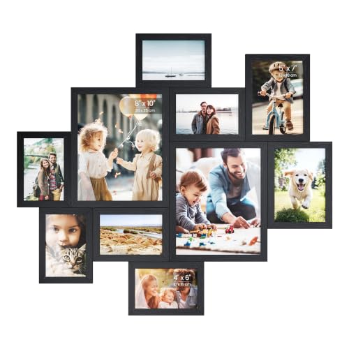 SONGMICS 10 Tool-Free Assembly Collage Photo Frames for Wall - color: Ink Black, size: 8*10 2 pack+ 5*7 4 pack + 4*6 4 pack