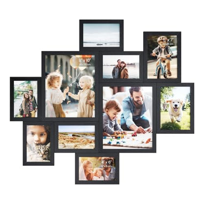 SONGMICS 10 Tool-Free Assembly Collage Photo Frames for Wall - color: Ink Black, size: 8*10 2 pack+ 5*7 4 pack + 4*6 4 pack